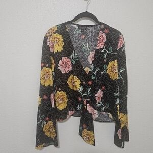 Topshop floral with polka-dot print crop style size 10 whimeygoth fairy core